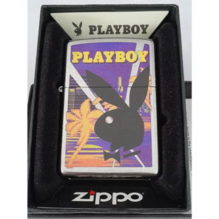 ZIPPO 49523 PLAY BOY  STREET CHROME COLOR IMAGE   สีเงินผิวโครเมี่ยม ลายแบบสกรีน  ของใหม่ไม่ผ่านการใช้งาน  มาพร้อมกล่อง