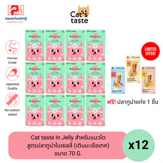 Cat taste In Jelly อาหารเปียก สำหรับแมวโต สูตรปลาทูน่าในเยลลี่ (เติมมะเขือเทศ) ขนาด 70 G. (x12ซอง)