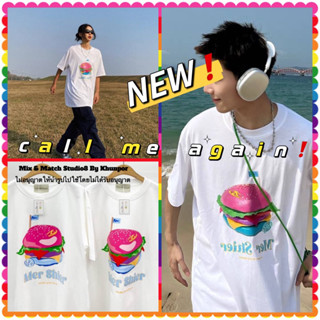 เสื้อยืดโอเวอร์ไซส์ Call Me Again สไตล์เกาหลี ผ้าคอตตอน นำเข้าเกาหลีเกรดพรีเมี่ยม ใส่ได้ทั้งชายและหญิง พร้อมส่ง