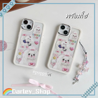 เคสไอโฟน iphone 11 14 Pro Max น่ารัก สาว ลูกสุนัข พร้อมโซ่  ขอบเต็ม ป้องกันการตก เคส iphone 12 13 Pro Case for iPhone