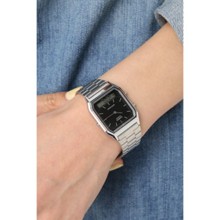 Casio AQ-230A-1D ของแท้   นาฬิกาสำหรับผู้ชายและผู้หญิง สาย Stainless 12/24HR