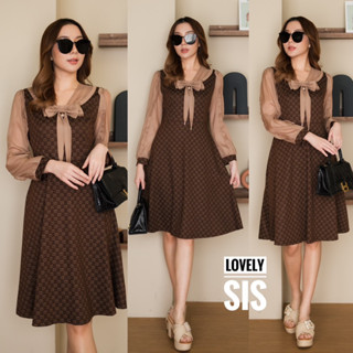 🌈🌿🌼🌸🌺🤎🧡🇰🇷Cotton Screen Patch Chiffon Sleeve Dress