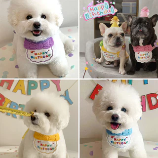 yoyopet : หมวกวันเกิดสัตว์เลี้ยง พร้อมปลอกคอวันเกิด เซ็ตผ้ากันเปื้อนวันเกิดแมว สุนัข ครบเซ็ต งานปัก