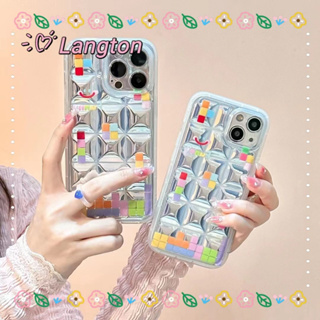 🌈Langton🌸ขอบเต็ม ป้องกันการหล่น iphone 11 14 pro max เตตริส ความคิดสร้างสรรค์ เลเซอร์ เล็กและสด case for iPhone 12 13