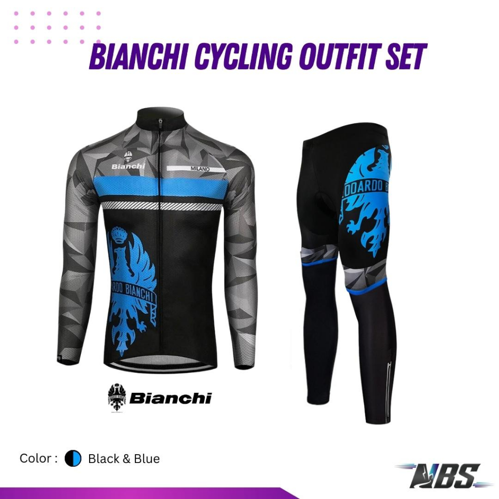 ชุดเซ็ทเสื้อ+กางเกง ชุดปั่นจักรยาน Bianchi Cycling Outfit Set เป้าเจล