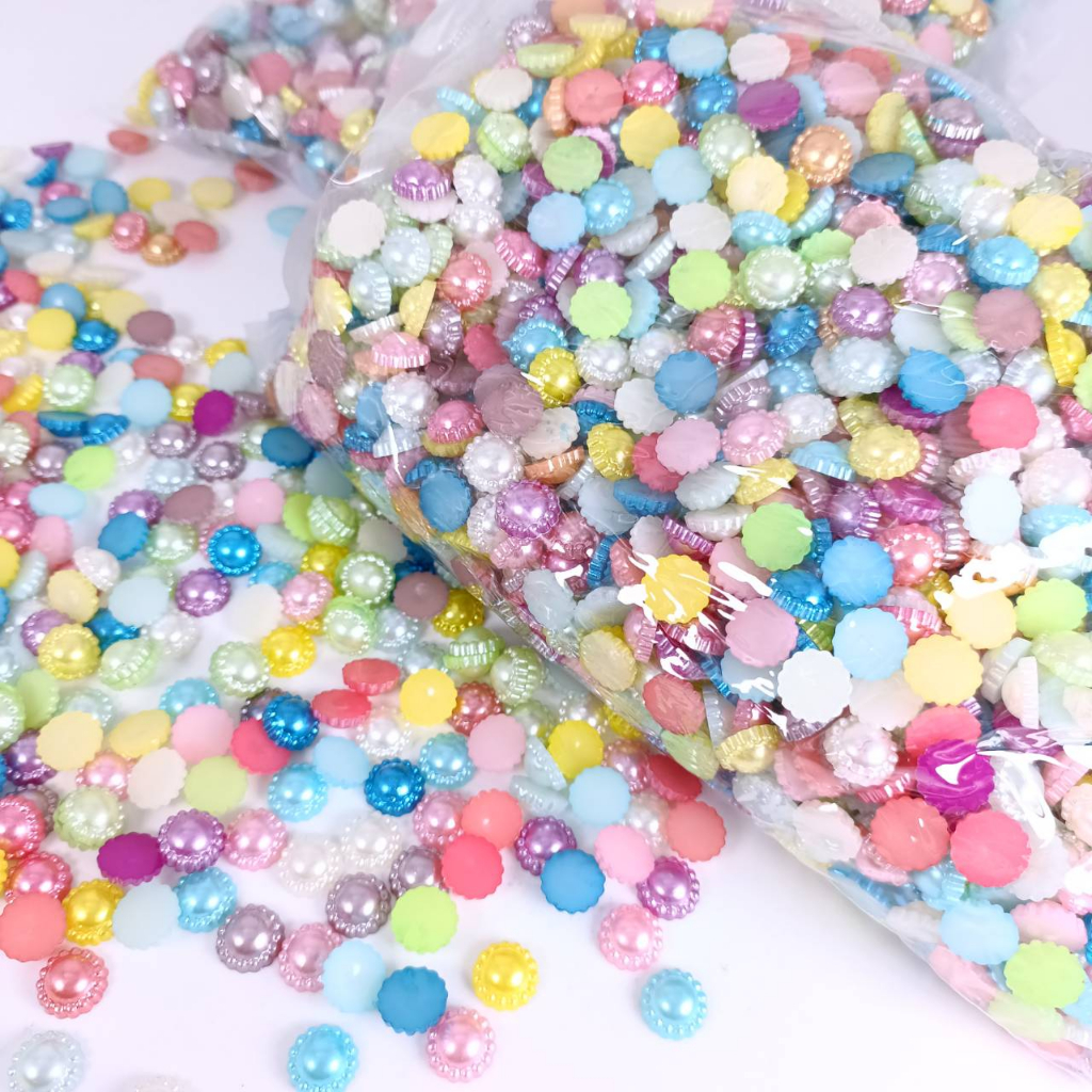 มุกล้อมครึ่งซีก 500 กรัม (0.5 kg) คละสี ตกแต่งพับเหรียญ เหรียญโปรยทาน งานDIY อุปกรณ์ตกแต่ง มุกล้อมซีก ลูกปัดมุกล้อม