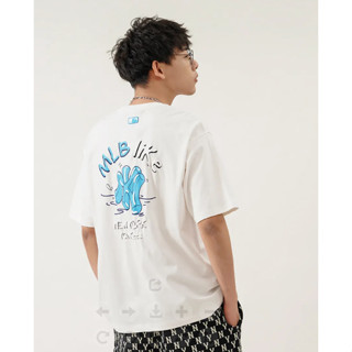 เสื้อยืดพิมพ์ลายโลโก้ตัวอักษร MLB unisex