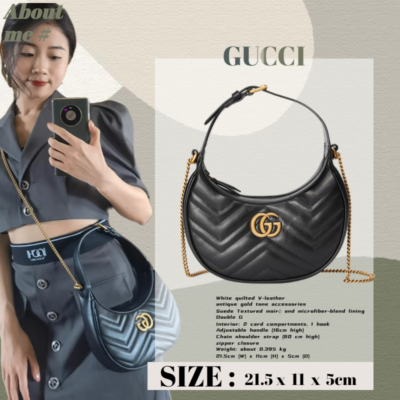 💥กุชชี่ Gucci GG Marmont Half Moon Mini Bag กระเป๋าถือสุภาพสตรี