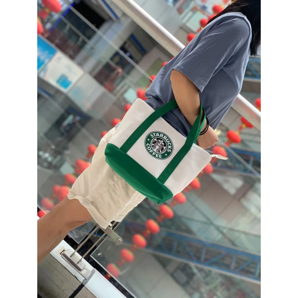 กระเป๋าผ้าแต่งแถบสีพิมพ์ลาย สตาบัค starbuck103 thumbnail 4
