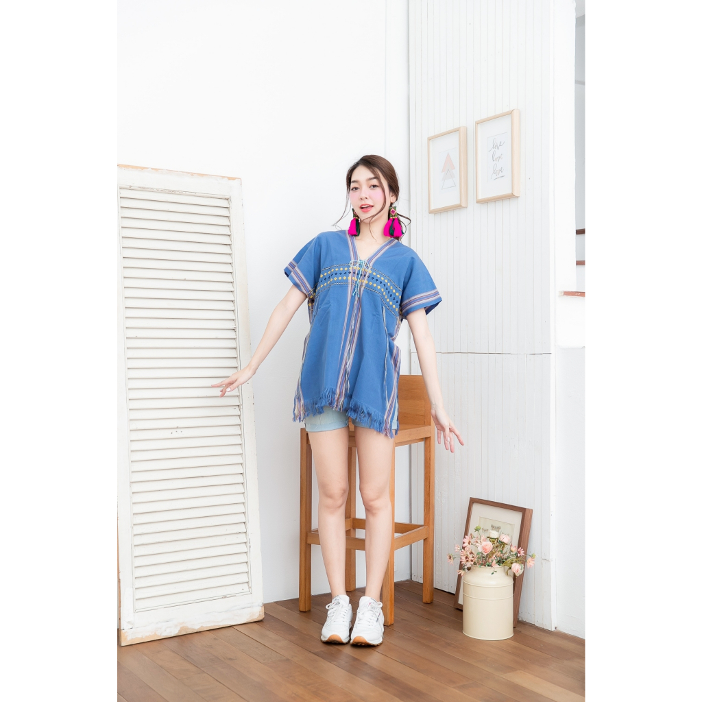 เสื้อกระเหรี่ยงทอมือ✔️เนื้อผ้าดี-ทำจากผ้าฝ้ายทอ100%✔️ซักไม่หด-สีไม่ตก ราคา ถูกที่สุด ดีลบีเคเค แกลเลอรีภาพที่ 4