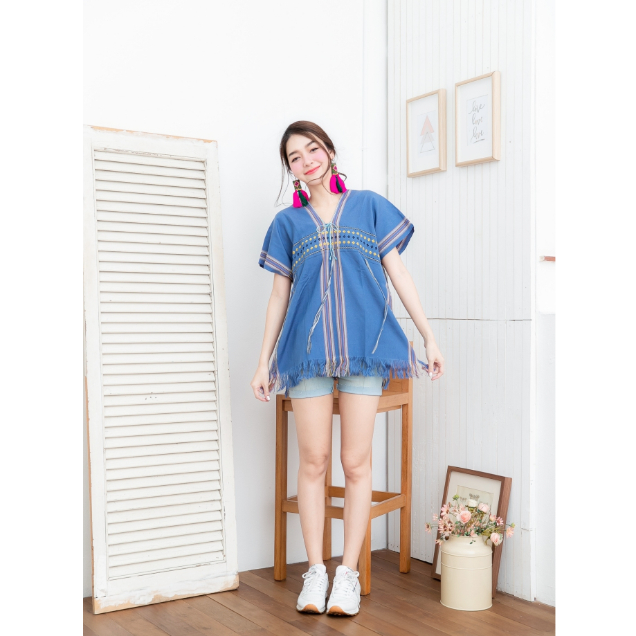 เสื้อกระเหรี่ยงทอมือ✔️เนื้อผ้าดี-ทำจากผ้าฝ้ายทอ100%✔️ซักไม่หด-สีไม่ตก ราคา ถูกที่สุด ดีลบีเคเค แกลเลอรีภาพที่ 8