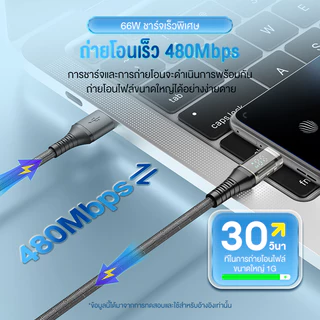 BASIKE 66W สายชาร์จ Type C 6A สายชาร์จแบตเร็ว USB C ถึง USB C สายชาร์จไนลอนถัก for Samsung S23 Ultra Huawei