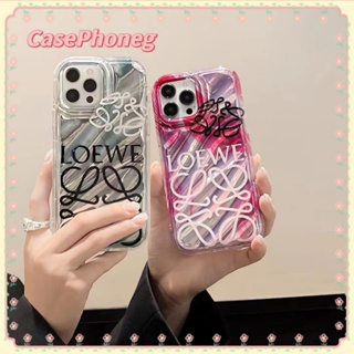 🍑CasePhoneg🍑ป้องกันการหล่น ขอบเต็ม iPhone 11 14 pro max เลเซอร์ แฟชั่น แบรนด์ไทด์ สีชมพู รุ่นคู่ case for iPhone 12 13