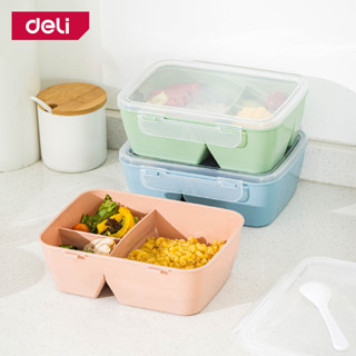 Deli กล่องใส่อาหารกลางวัน กล่องใส่อาหาร กล่องข้าว สามารถเข้าไมโครเวฟ วัสดุ Food Grade Plastic Lunch Box