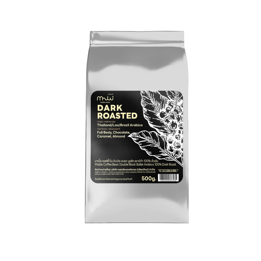กาแฟอาราบิก้า คั่วเข้ม Mable Coffee Bean ดับเบิลแบลค บูลลิท  ขนาด 500g. หยกออนไลน์