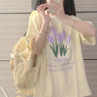 KKS⭐️พร้อมส่ง⭐️เสื้อยืดสีขาวผู้หญิง คอกลม แขนสั้น สกรีนลายน่ารักๆ เท่ๆ เกาหลีชิคๆ นุ่มมาก #56783