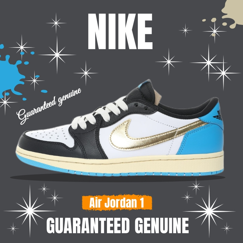 （จัดส่งฟรี）Nike Air Jordan 1 Low OG"Laser Blue/Gold" CZ0790-104 รองเท้าผ้าใบ รองเท้า nike