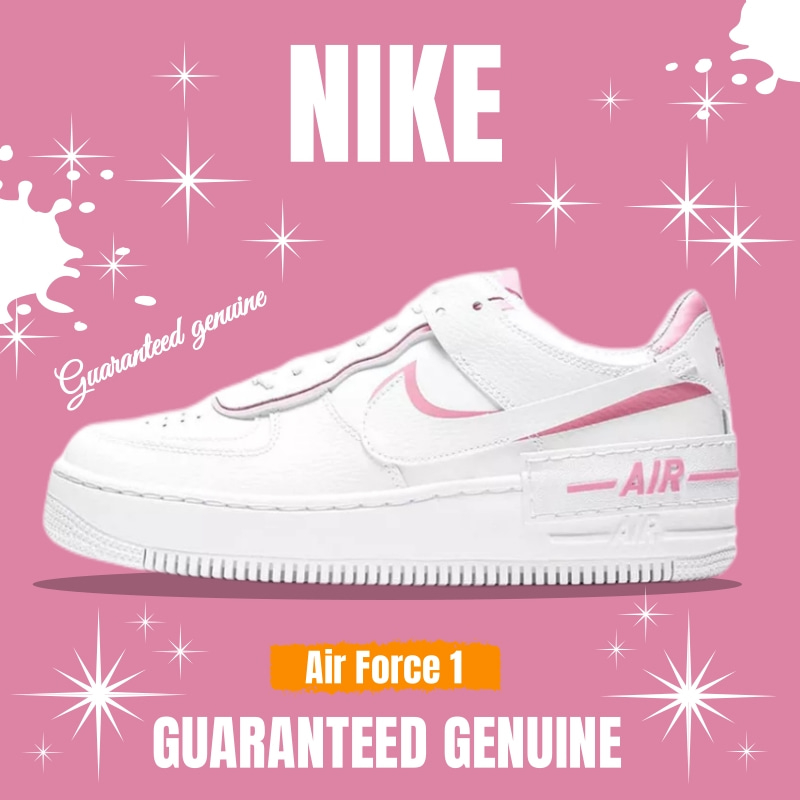 （จัดส่งฟรี）Nike WMNS Air Force 1 Shadow"White/Pink" CI0919-102 รองเท้าผ้าใบ รองเท้า nike