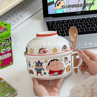 🍑 ถ้วยมาม่า Shin chan ชินจัง มีฝาปิด มีมือจับ ถ้วยชินจัง 14032