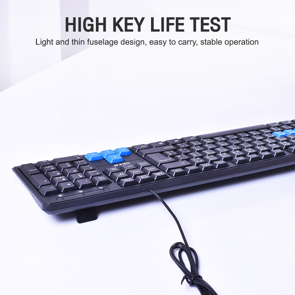 ✅ แท้100% OKER KB-318 Keyboard USB คีย์บอร์ดมาตรฐาน สีดำล้วน Slim+Desktop Waterproof Keyboard Black #CC 318