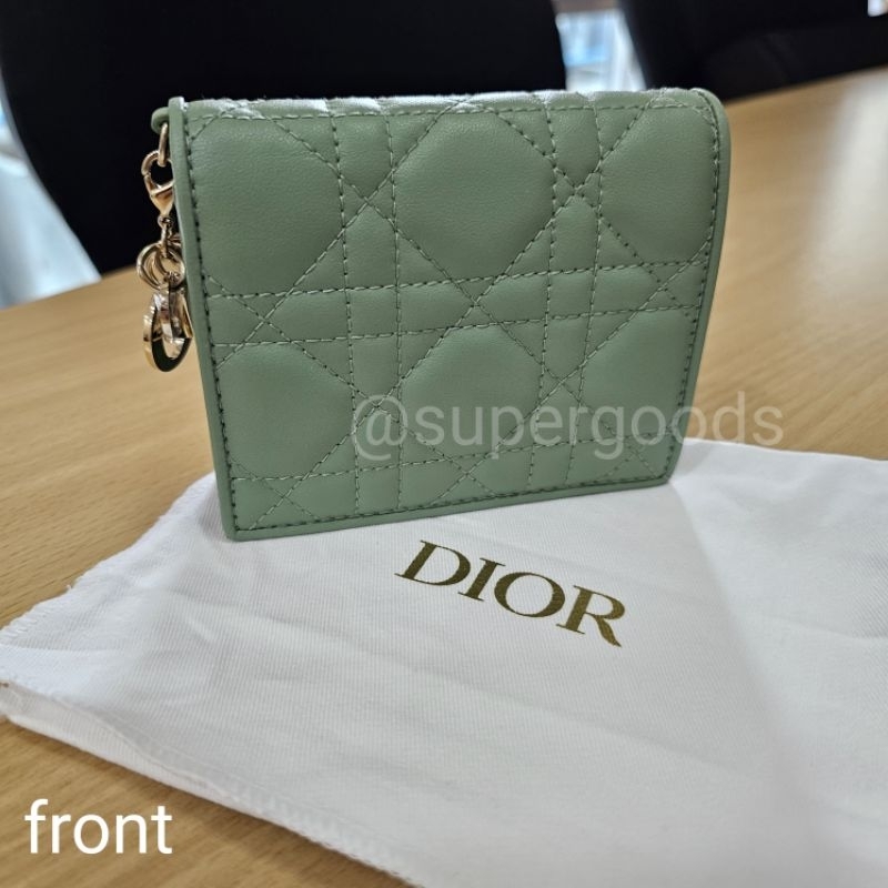 LADY DIOR MEDIUM WALLET LAMBSKIN (GREEN) ของแท้ 100%