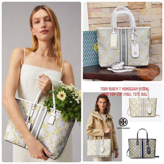 💕TORY BURCH T MONOGRAM FLORAL VINE TOP-ZIP small TOTE BAG