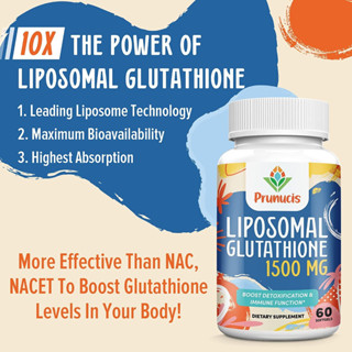 Prunucis 2400MG Liposomal Glutathione, Reduced L-Glutathione,Glutathione Supplement with Vitamin C,60 softgels(sku.2303)