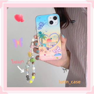 🎁ส่งของขวัญ🎁เคสไอโฟน สำหรับ 11 13 for iPhone Case 14 12 Pro Max แฟชั่น พระอาทิตย์ตก โซ่มุก กันกระแทก ปกป้อง เคสโทรศัพท์