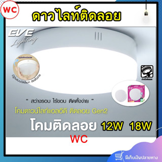 โคมไฟเพดาน ติดลอย ดาวไลท์ Led Surface Monted Gen2 กลม EVE 7W 12W 18W ทรงกลม LED สินค้าราคารวมภาษี