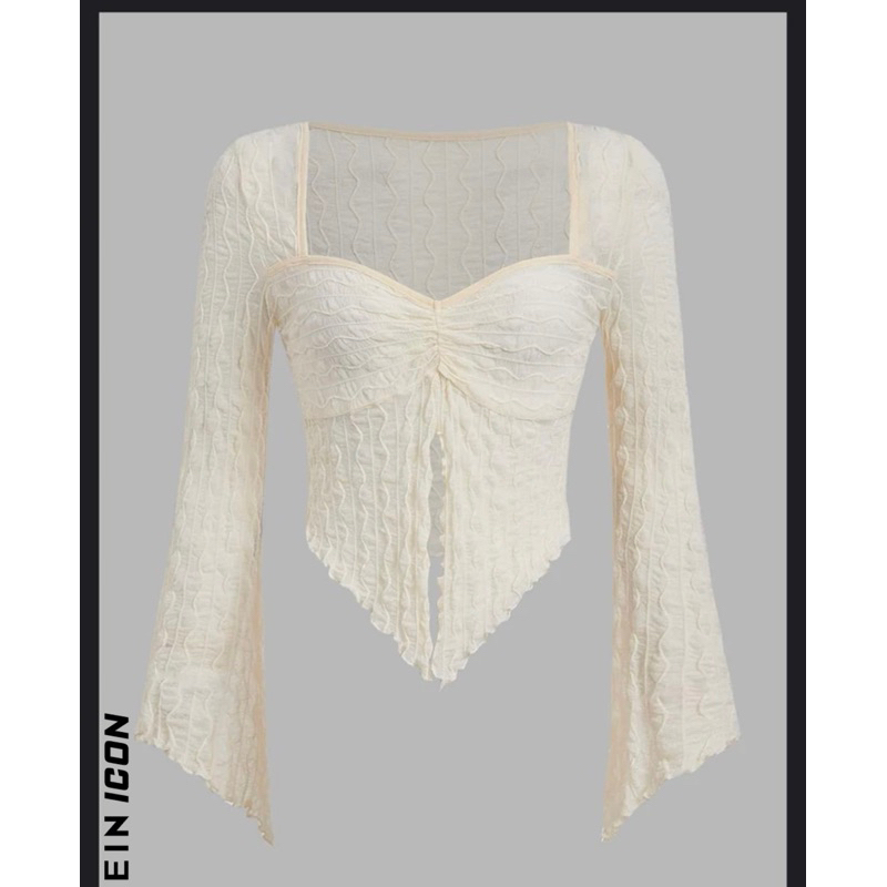 SHEIN ICON Ruched Bust Split Hem Lettuce Trim Top Without Bra