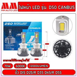 ไฟหน้าLED D50 Canbus (รับประกัน 1 ปี 70W 6000K 12000LM)