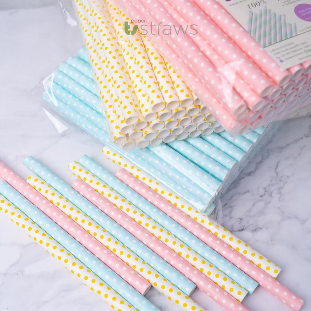 หลอดกระดาษ ชานมไข่มุก เเบรนด์ Paper Straws ขนาด12mm×210mm Food Grade มาตรฐานจาก FSC บรรจุ100 ผู้ผลิตเจ้าเเรกในประเทศไทย