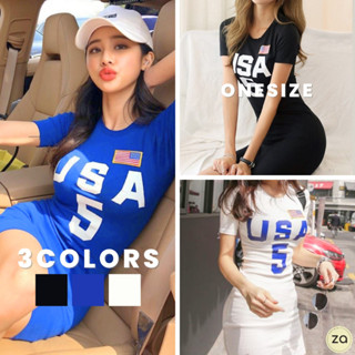 💥HOT SALE💥มินิเดรสกรีนลาย USA ทรงเข้ารูป