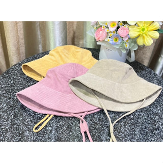 Basic Indeed Bucket Hat 56 cm หมวกบักเก็ตลูกฟูก รุ่นมีสาย ขนาด 56 ซม.(ผู้ใหญ่) หมวกปีกรอบ มีเชือกสีพื้น