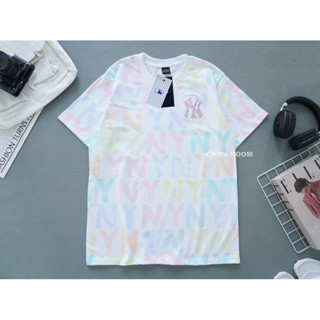 พร้อมส่ง 🔥 เสื้อยืด ny เสื้อยืดนิวยอร์ก พิมพ์ลายสีรุ้ง ปักหน้าอก งานจริงสวยมาก