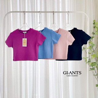 เสื้อครอปสีพื้นผ้าร่องยูนิโคล่ ป้ายGIANTS