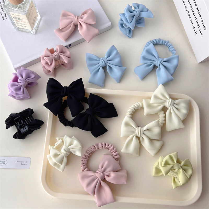 Cute 063 กิ๊บติดผม กิ๊บหนีบผม ยางรัดผม รวบผมโบว์ผ้า