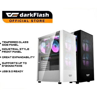 CASE (เคสเกมมิ่ง) DARKFLASH A290 TEMPERED GLASS BLACK ไฟ RGB x 3 ตัว