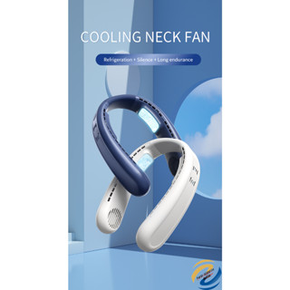 Bladeless hanging neck fan 4-core cooling semiconductor hanging neck fan Navy