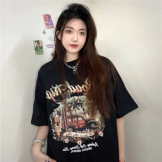เสื้อยืด คอกลม ชายหญิง แฟชั่น ES.SHOP28 เสื้อวินเทจแขนสั้น