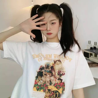 เสื้อยืด คอกลม ชายหญิง แฟชั่น ES.SHOP28 เสื้อวินเทจแขนสั้น