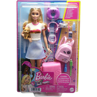 Barbie Doll And Accessories, Malibu Travel Set With Puppy ตุ๊กตาบาร์บี้ มาลิบู ไปเที่ยวกับลูกสุนัข ของแท้