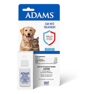 ป้องกันไรหู (14.8ML) Adams Ear Mite Treatment For Dogs and Cats Over 12 Weeks, Kills Ear Mites