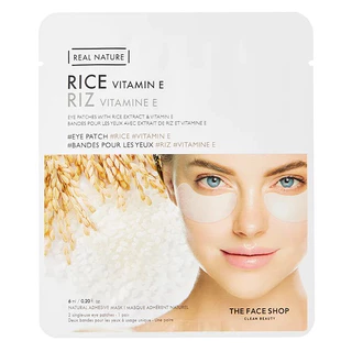 THE FACE SHOP REAL NATURE EYE PATCH RICE VITAMIN E มาส์กใต้ตา น้ำนมข้าว บำรุงผิวใต้ตา ให้นุ่มเด้งอิ่มฟู ลดริ้วรอย