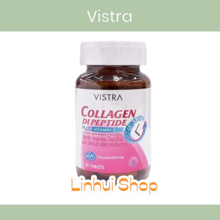 Vistra Collagen Dipeptide 1000mg Plus Vitamin C 30 Tablets วิสทร้า คอลลาเจน ไดเปปไทด์ พลัส วิตามินซี