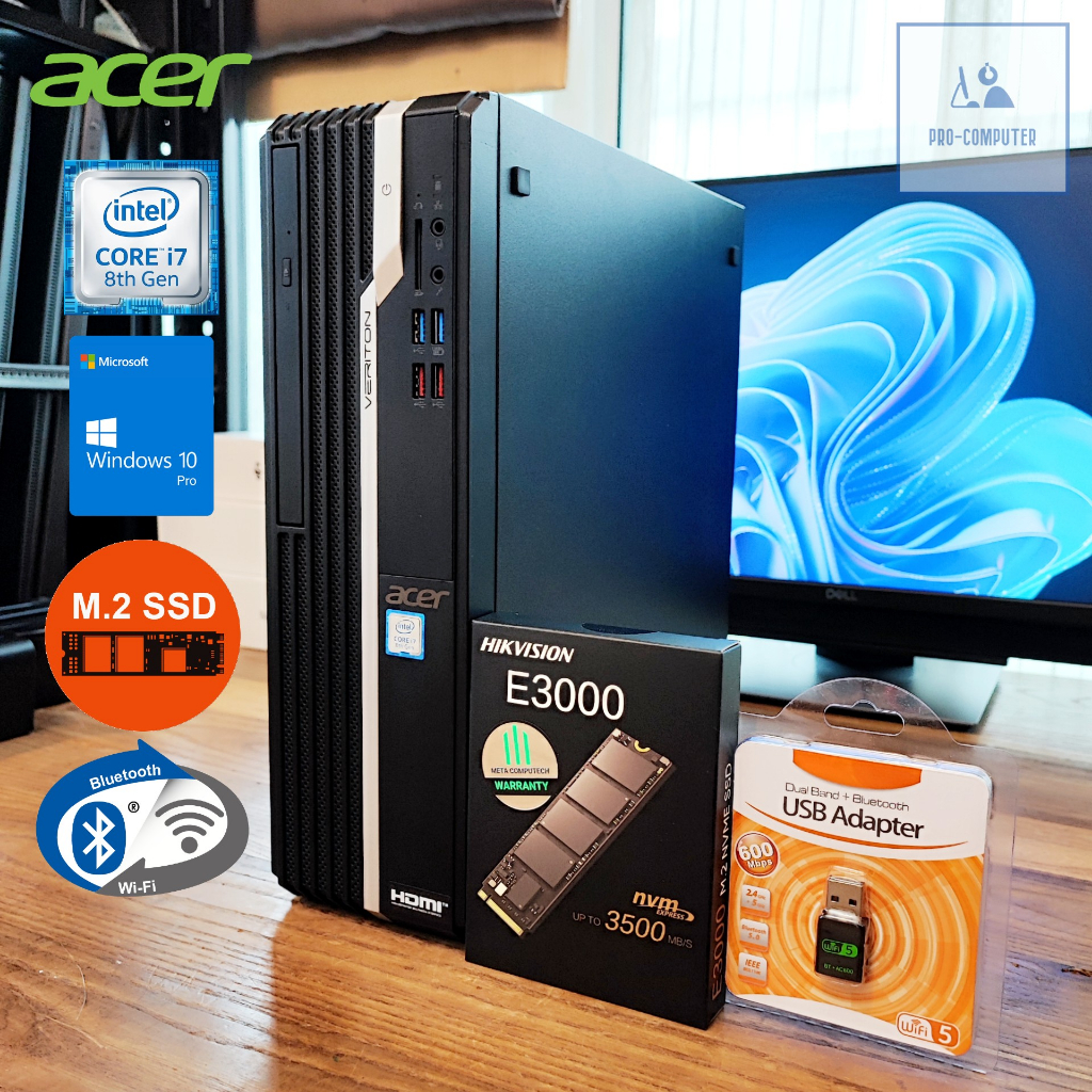 คอมพิวเตอร์ Acer Veriton X2660G - CPU Core i7-8700 Max 4.70GHz + M.2 NVMe SSD 1TB พร้อมเชื่อมต่อ WiF