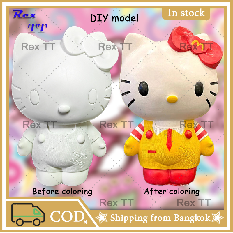 Rex TT ลูกแมว ตุ๊กตาระบายสี ตุ๊กตาปูนปลาสเตอร์ DIY กระปุกออมสิน ตุ๊กตาไวนิล กราฟฟิตี ของขวัญสำหรับเด