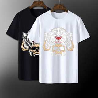 #0206 เสื้อยืดลายการ์ตูน หัวกะโหลก 206 เสื้อยืดสีดำ เสื้อใส่เล่น เสื้อยืด เสื้อคอกลม ใส่สบาย เสื้อสกรีน เสื้อสั่งทำ