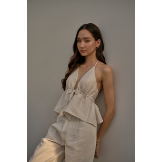 FABLAB DUNNE Talia Top (natural) เสื้อสายเดี่ยวผ้าลินิน