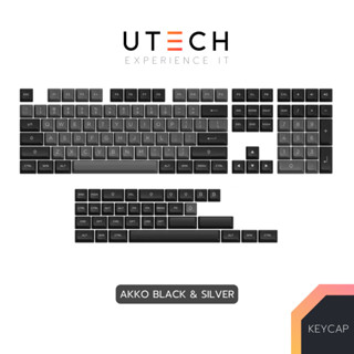 คีย์แคป Akko PBT - Black&amp;Silver 197 Button ASA profile Keycap For Mechanical Keyboard Keycap by UTECH